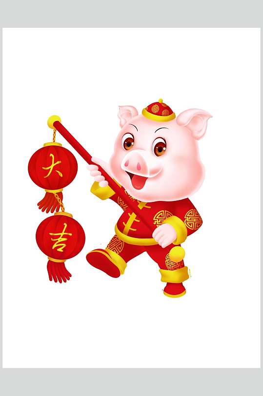 大吉猪年卡通设计形象素材