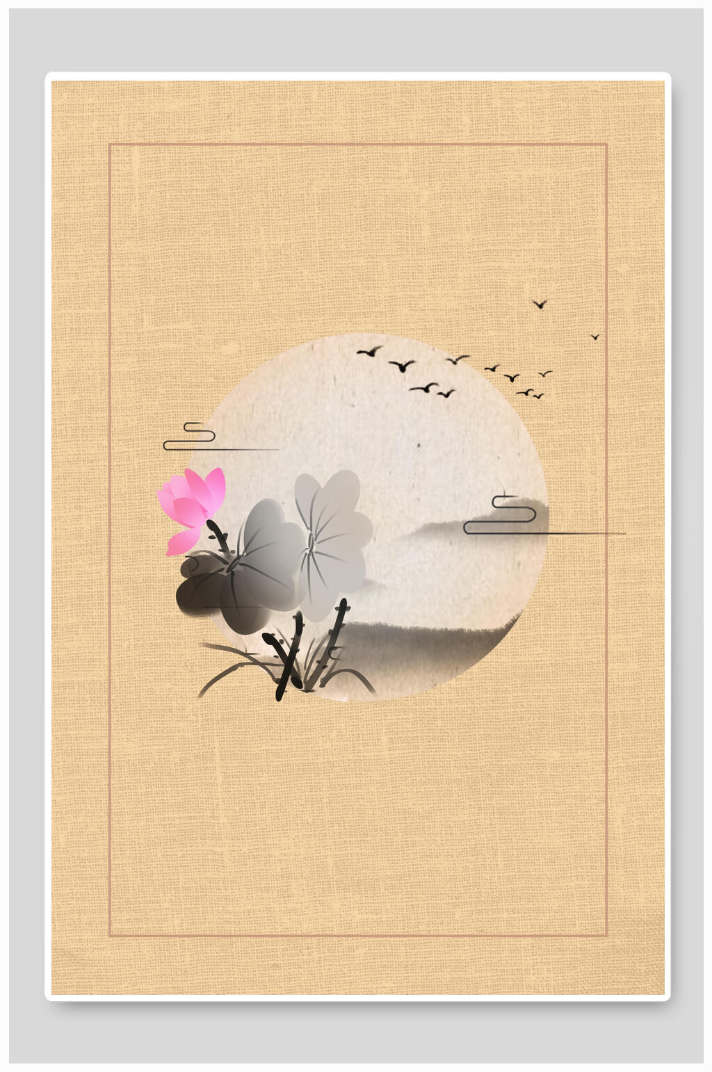 中国风中式山水画水墨背景素材素材