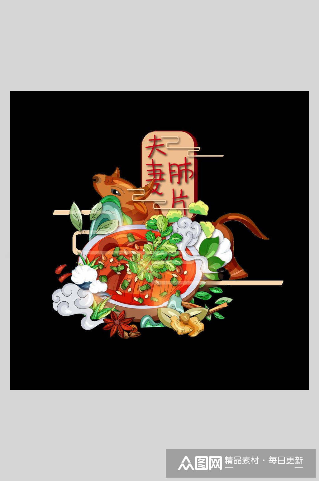 夫妻肺片美食插画素材