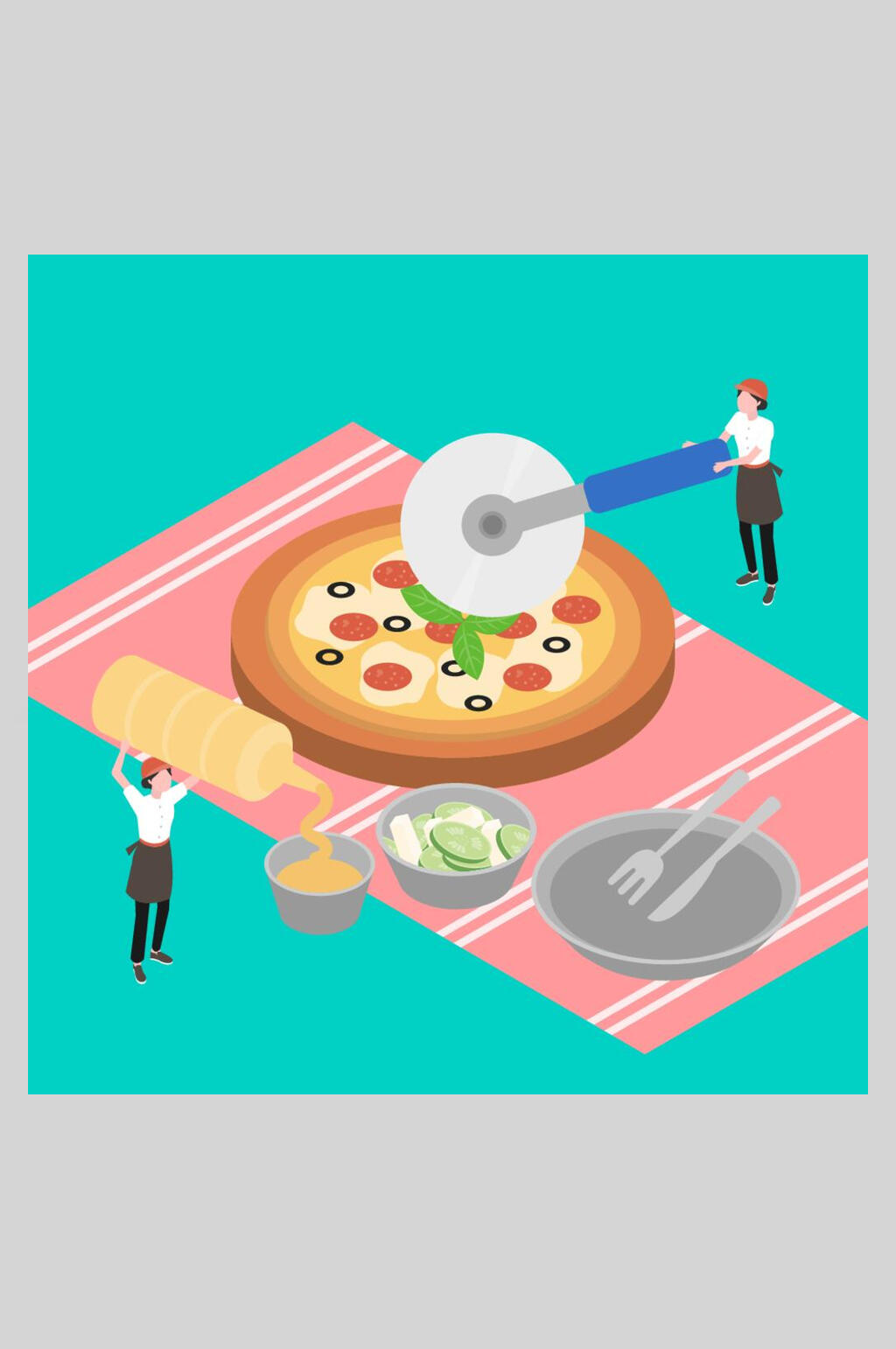 披萨美食插画矢量素材素材