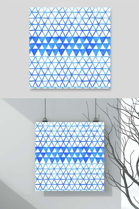 三角蓝白高端创意日系清新纹理背景