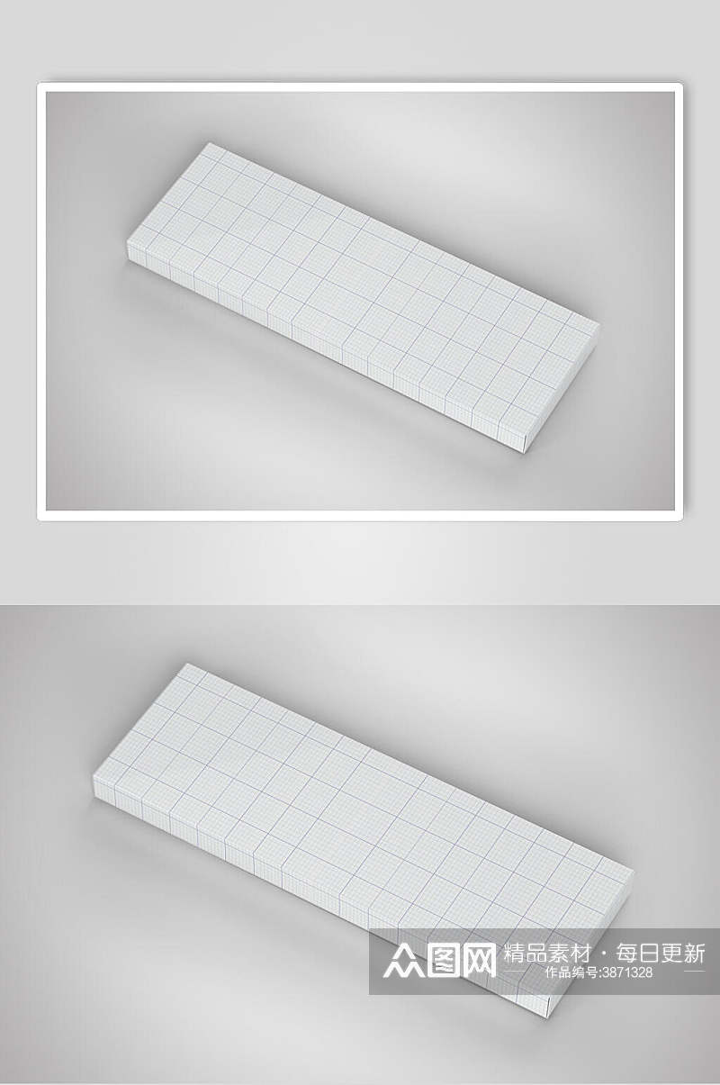 白色方格长方体纸箱包装盒样机素材
