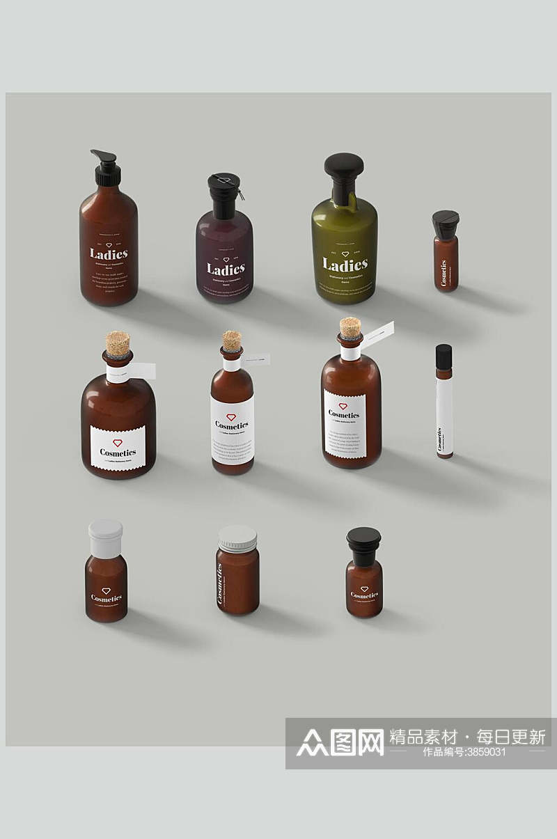 棕色生活用品瓶罐展示样机素材