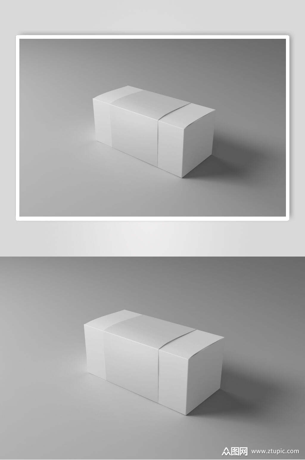 白色大气纸箱包装盒样机效果图素材