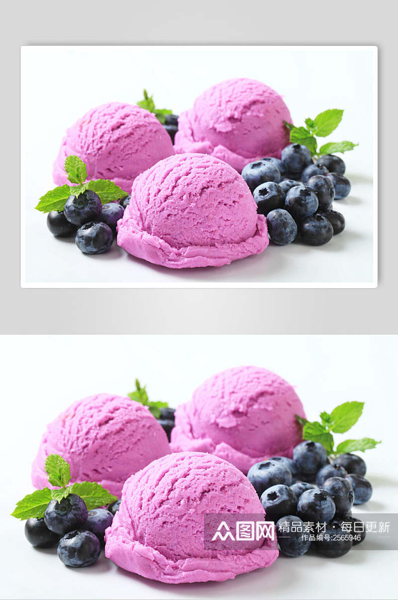 蓝莓冰淇淋食品高清图片素材