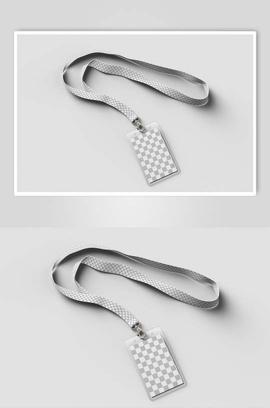 灰色简约工牌工作证俯视面样机-众图网