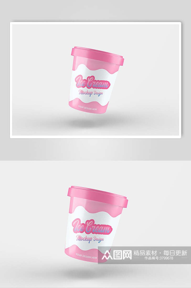 粉色美味冰淇淋杯样机素材