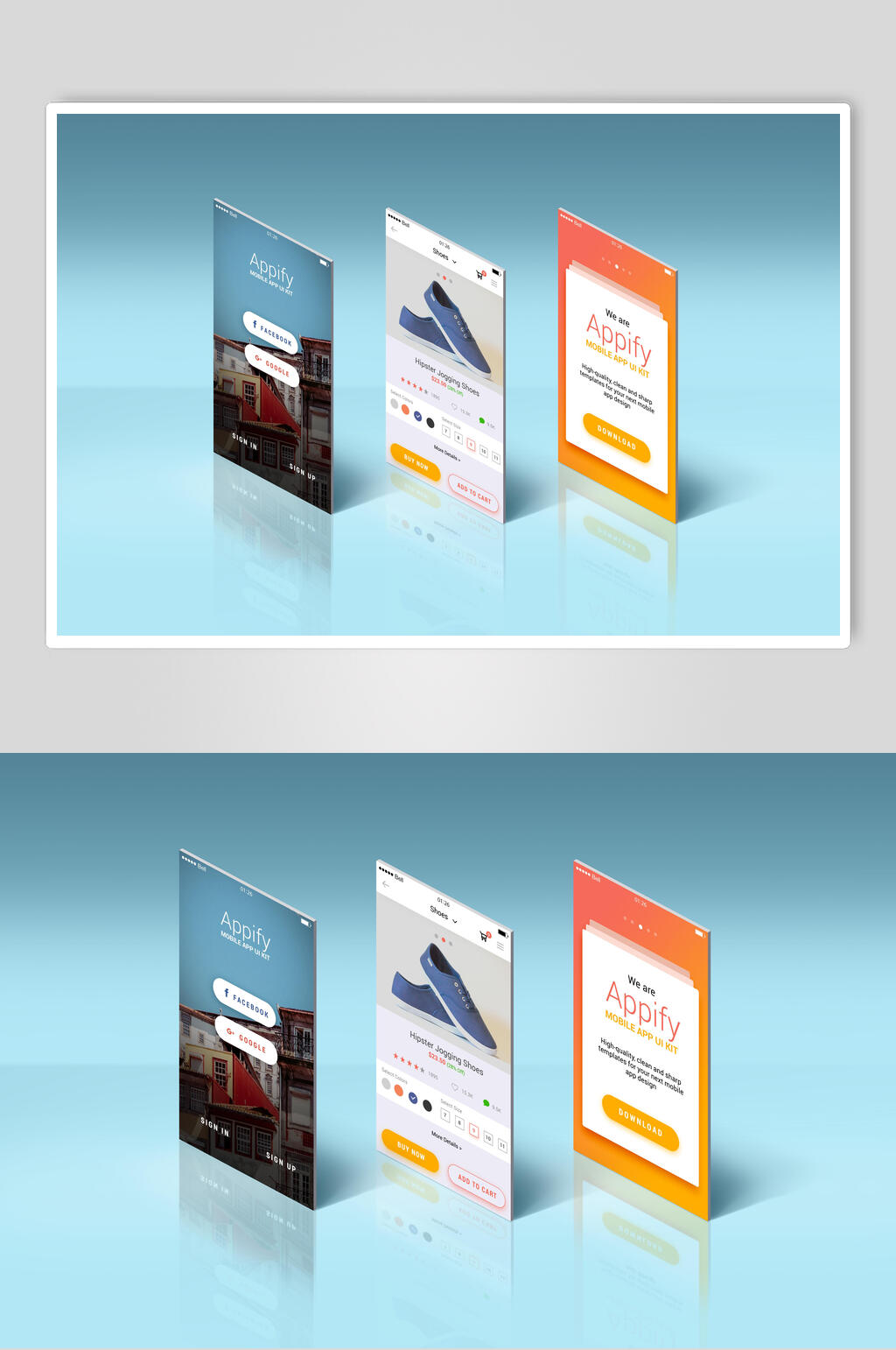 高级科技时尚简约APP界面展示样机素材
