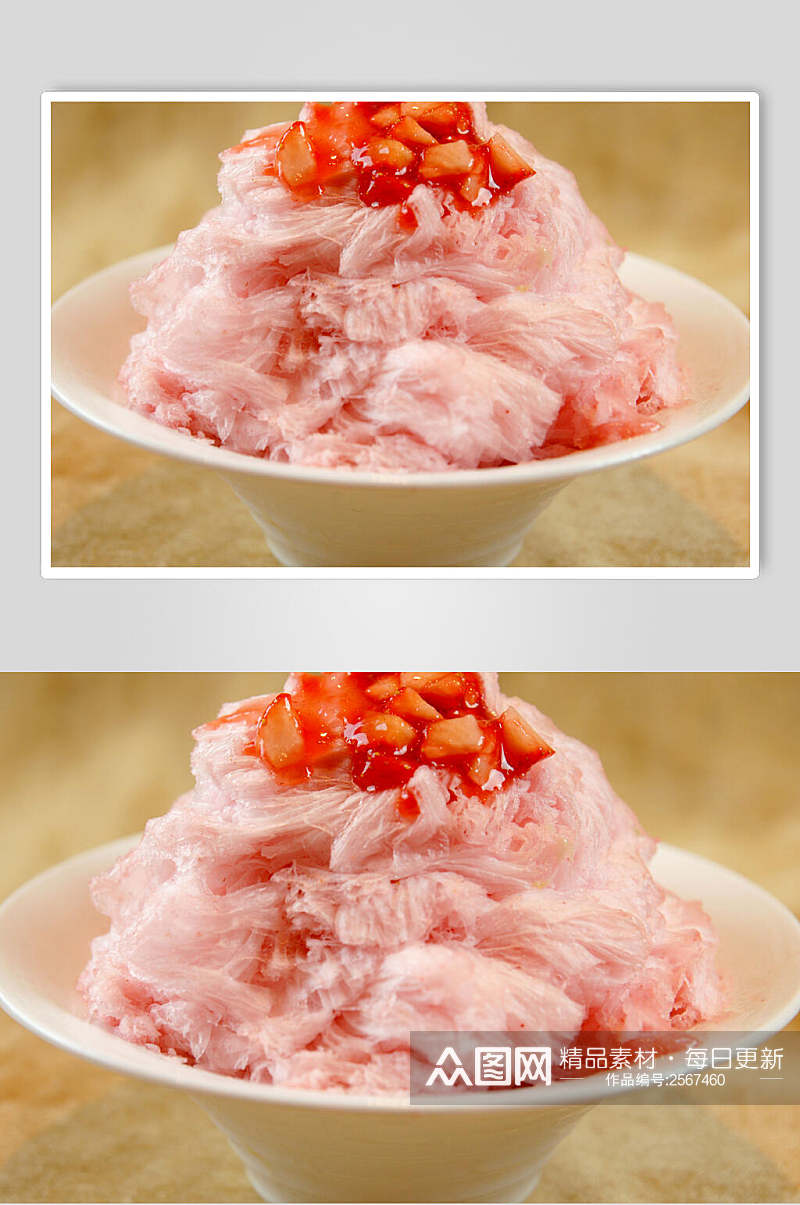 招牌美味草莓绵绵冰食品高清图片素材