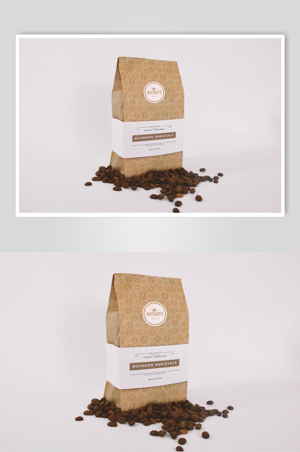 咖啡豆纸袋包装袋咖啡包装贴图样机