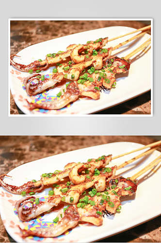 鱿鱼烧烤串串美食食物图片