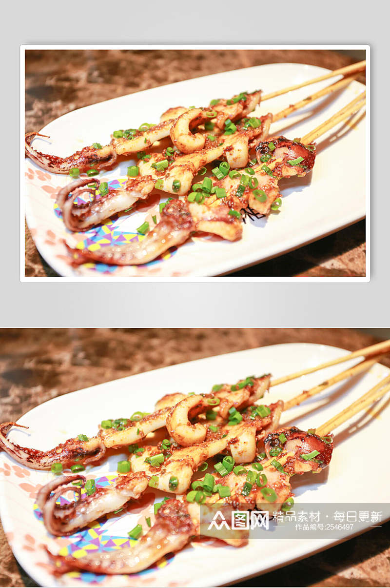 鱿鱼烧烤串串美食食物图片素材