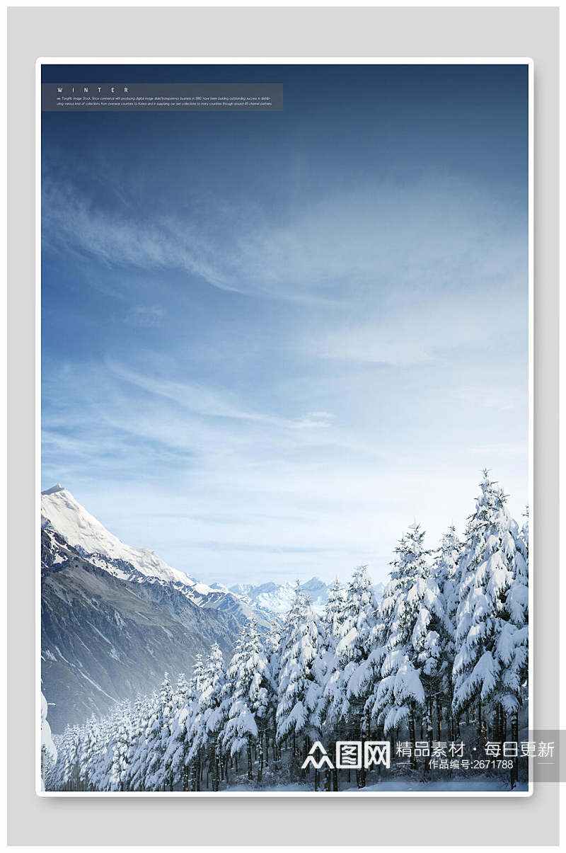 雾凇冬季雪景海报背景素材素材