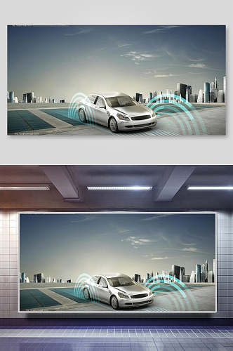 高端大气自动驾驶新能源汽车背景素材
