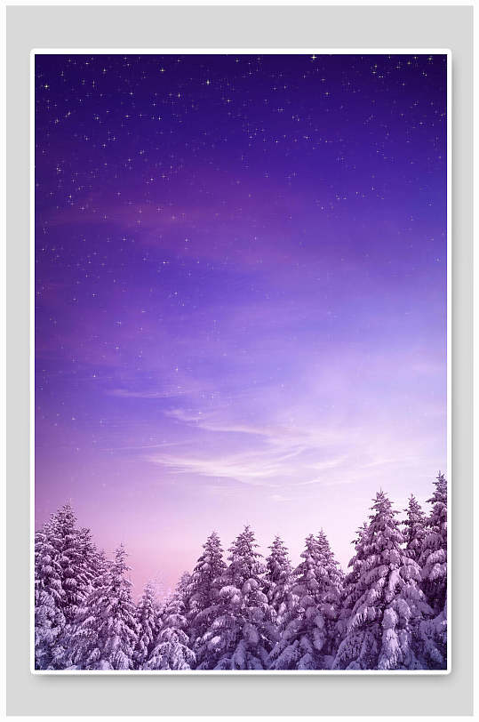 紫色冬季雪景海报背景素材