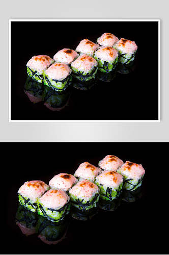 高端黑底寿司摄影图片