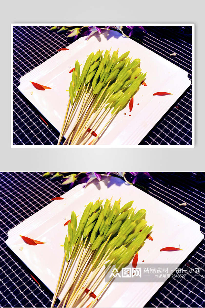 芹菜烧烤串串美食高清图片素材