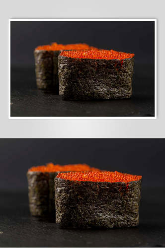 黑底鱼籽寿司摄影图片
