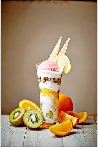新鲜水果冰淇淋食品摄影图片