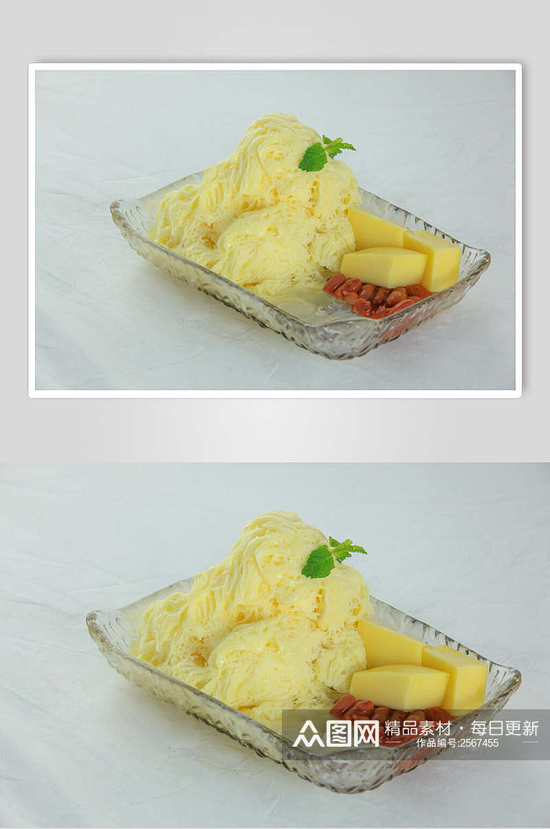 特色美味芒果绵绵冰食品高清图片素材