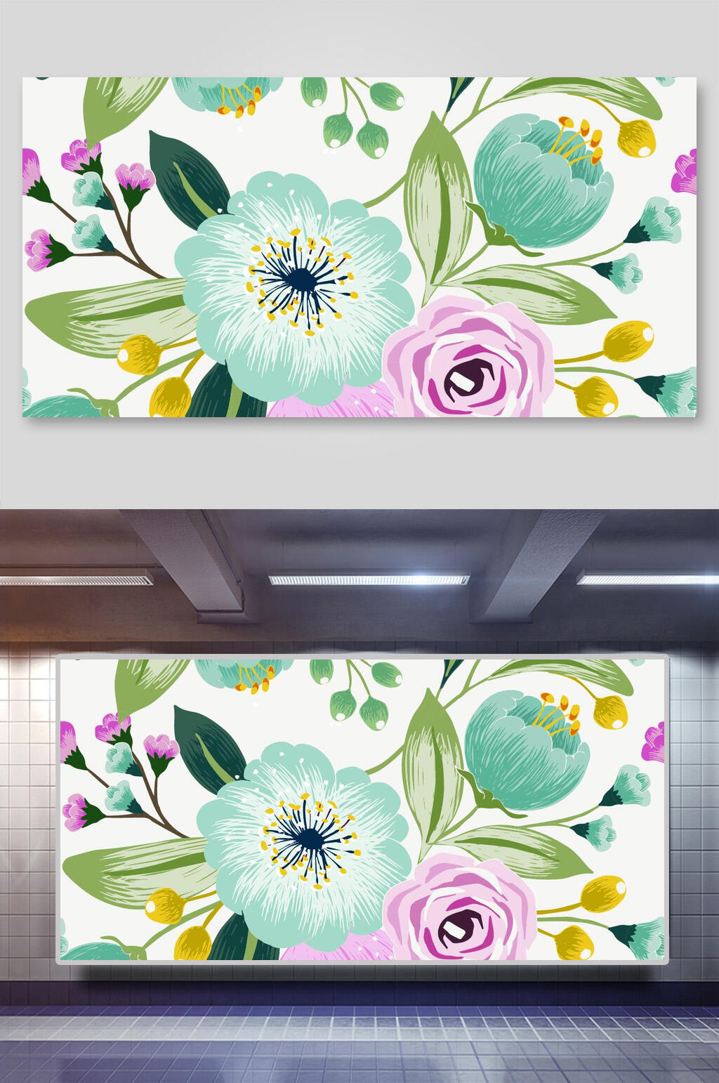 清新淡雅森系花鸟背景素材素材