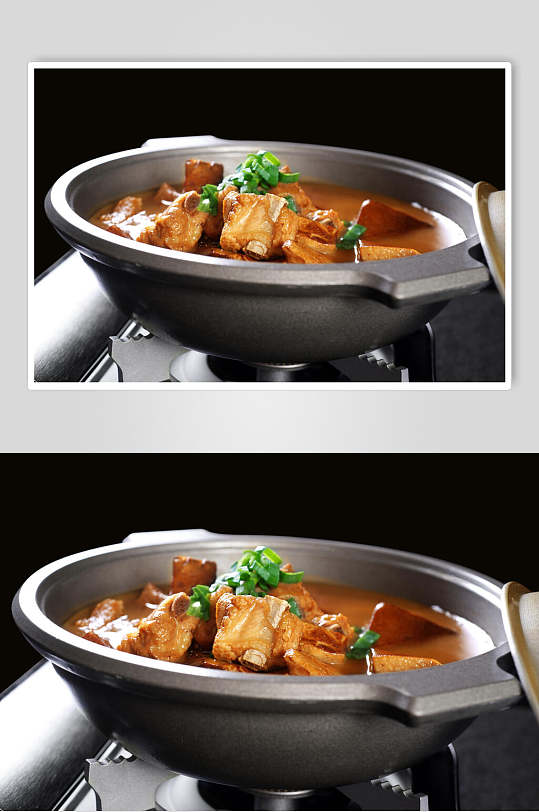 上海菜马桥豆腐煲排骨食品高清图片