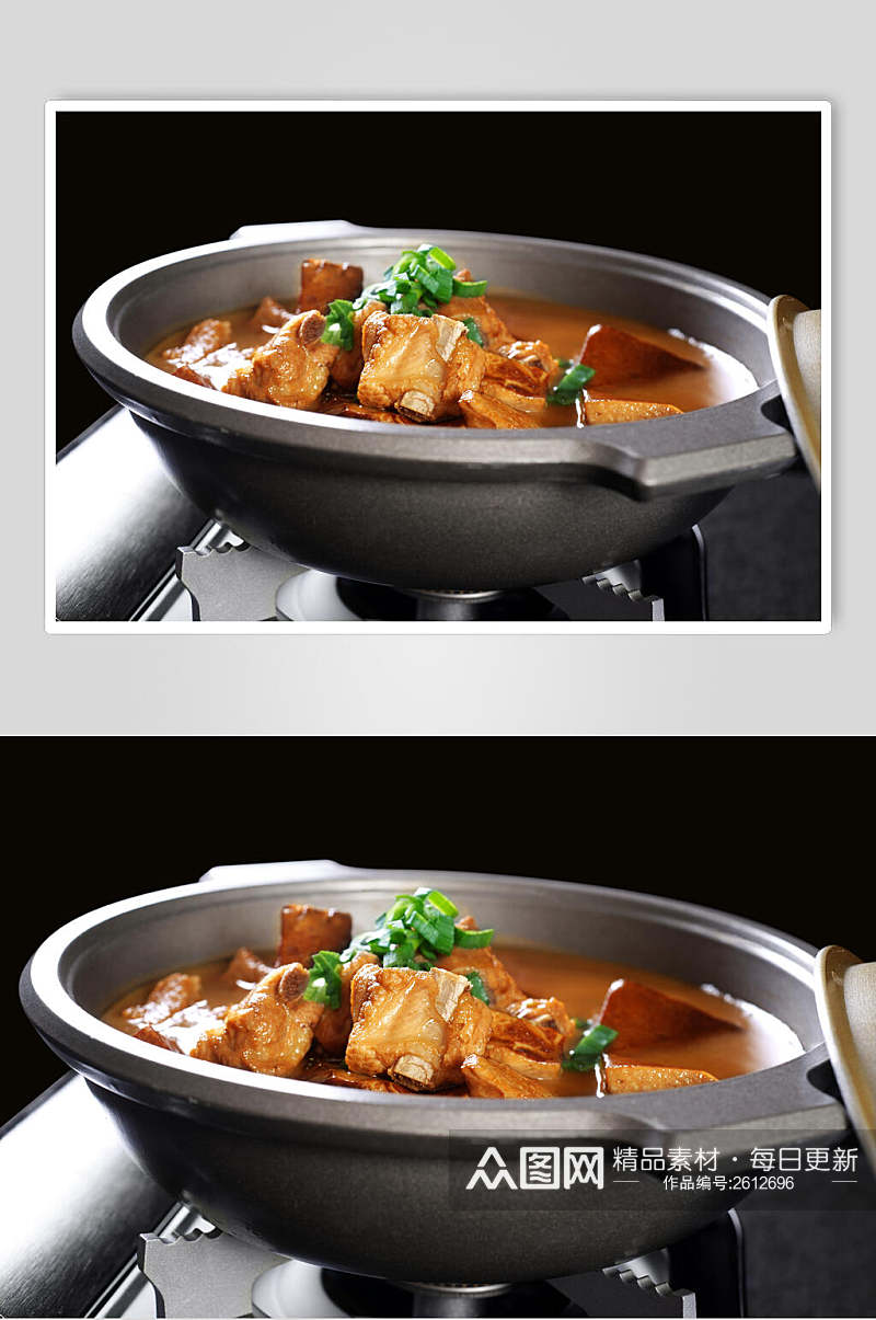 上海菜马桥豆腐煲排骨食品高清图片素材
