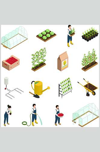 小清新蔬菜种植商务生活场景插画矢量素材