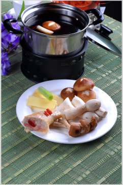 菌王鸡汤锅底食品摄影图片