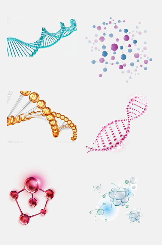 创意生物基因医疗化学分子免抠素材