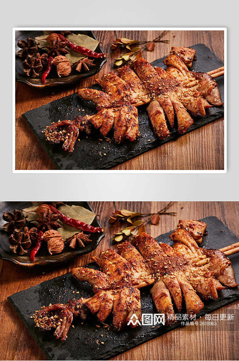 烧烤烤鱿鱼食物摄影图片素材