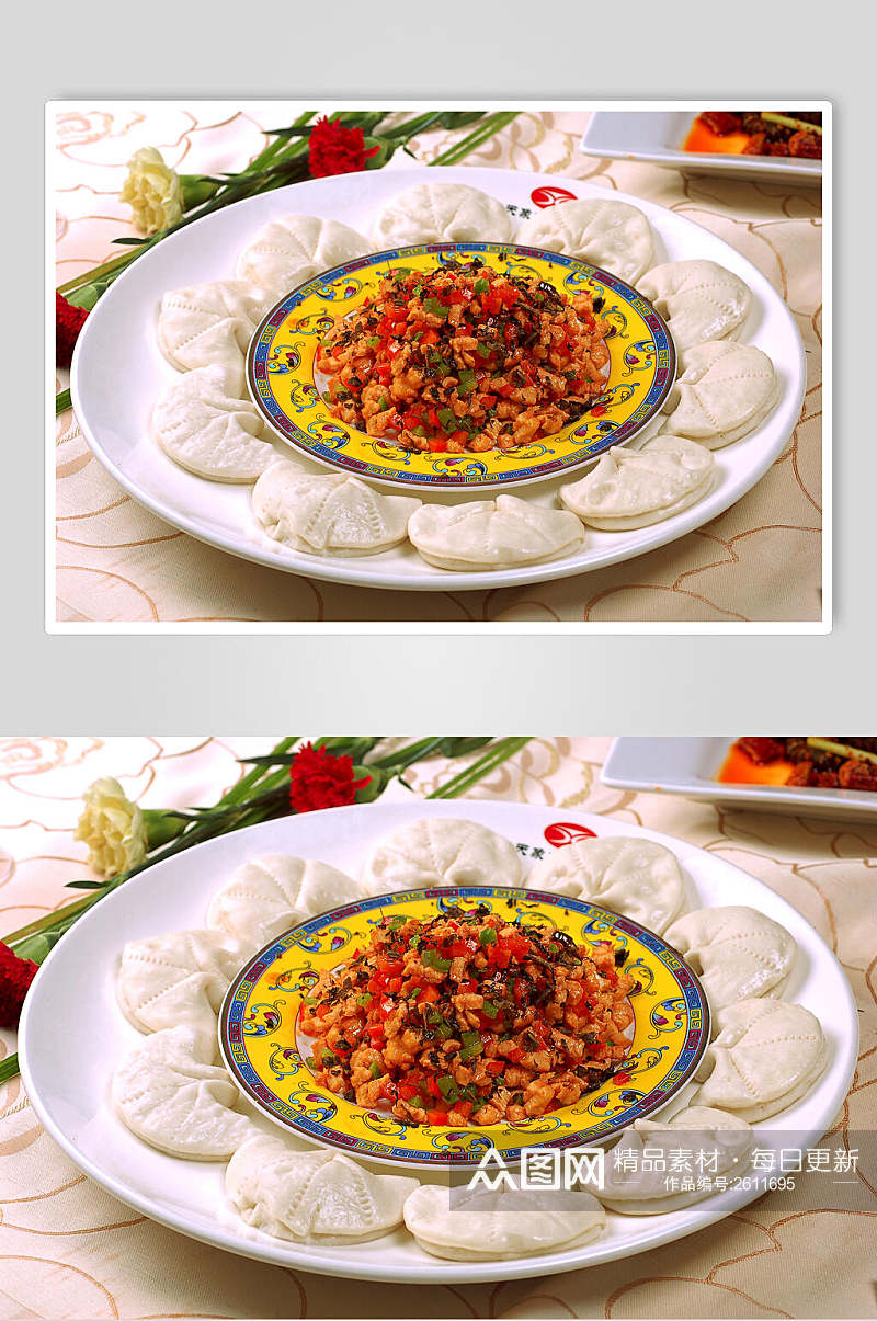 鸡米芽菜食品摄影图片素材