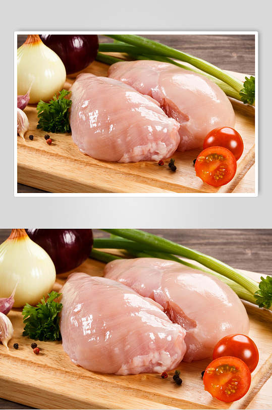 西红柿鸡胸肉鸡肉鸡腿摄影图