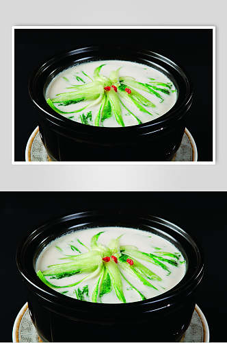 花生浆煮小白菜食品摄影图片
