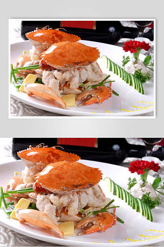 姜葱焗肉蟹餐饮摄影图片