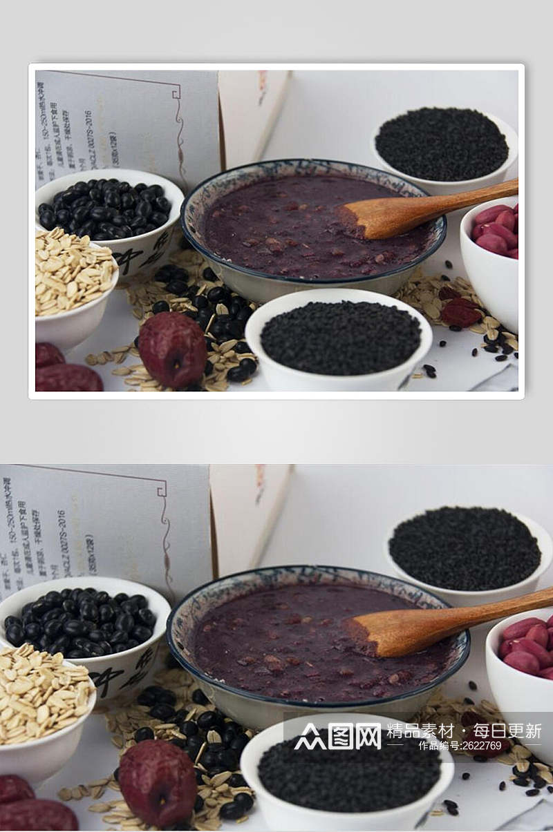 黑米五谷粥食品摄影图片素材