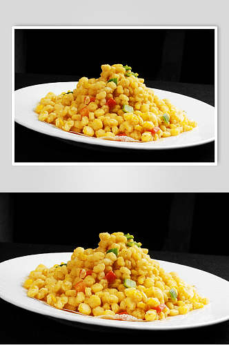 招牌金沙玉米食物高清图片