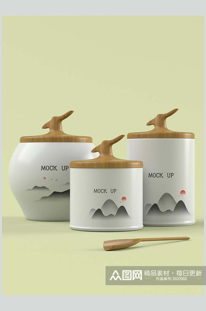 中国风茶叶罐包装样机设计素材