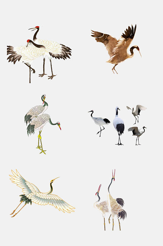 国潮古典古风仙鹤免抠元素