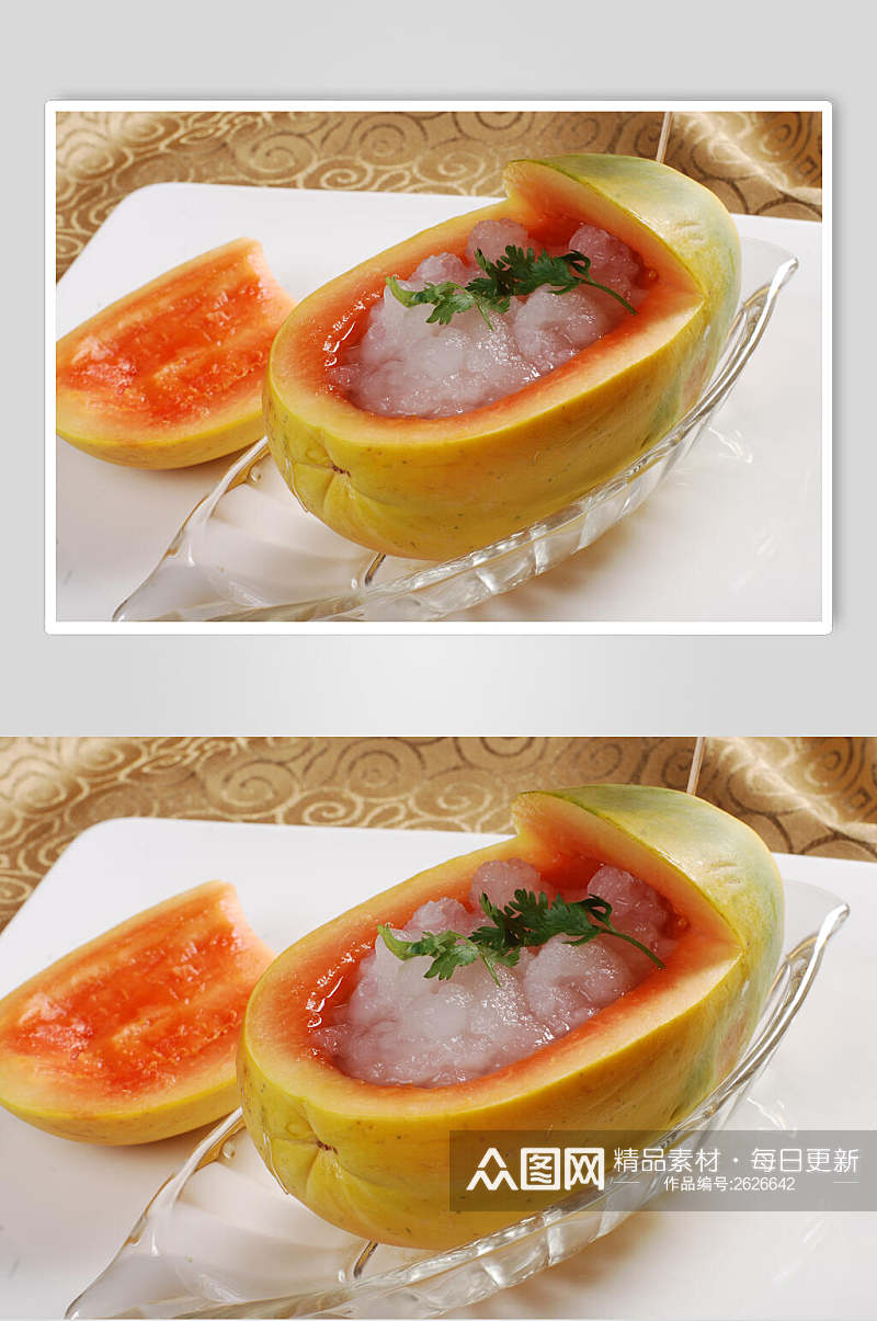 营养健康木瓜炖雪蛤餐饮食物图片素材