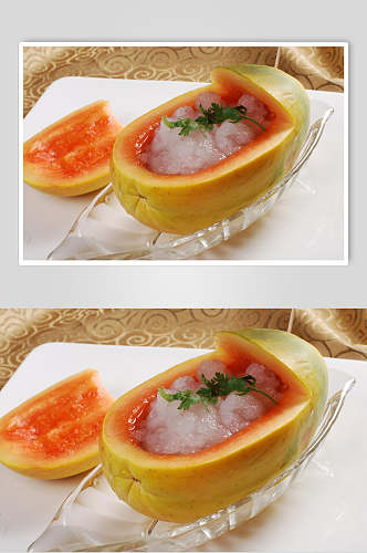 营养健康木瓜炖雪蛤餐饮食物图片