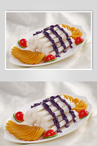 黄桃蓝莓山药食物摄影图片