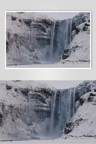 创意冰川瀑布海滩户外风景图片