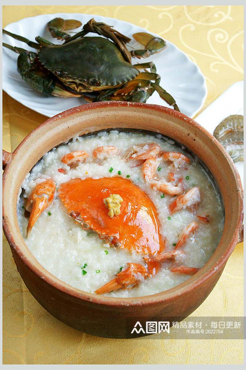 鲜香美味虾蟹粥食品摄影图片素材