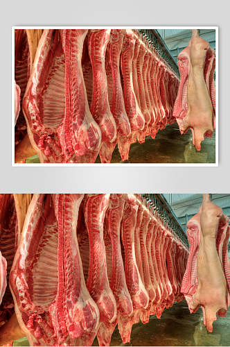 新鲜猪肉肉片摄影图