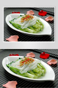 蒜茸粉丝芥兰餐饮食品图片