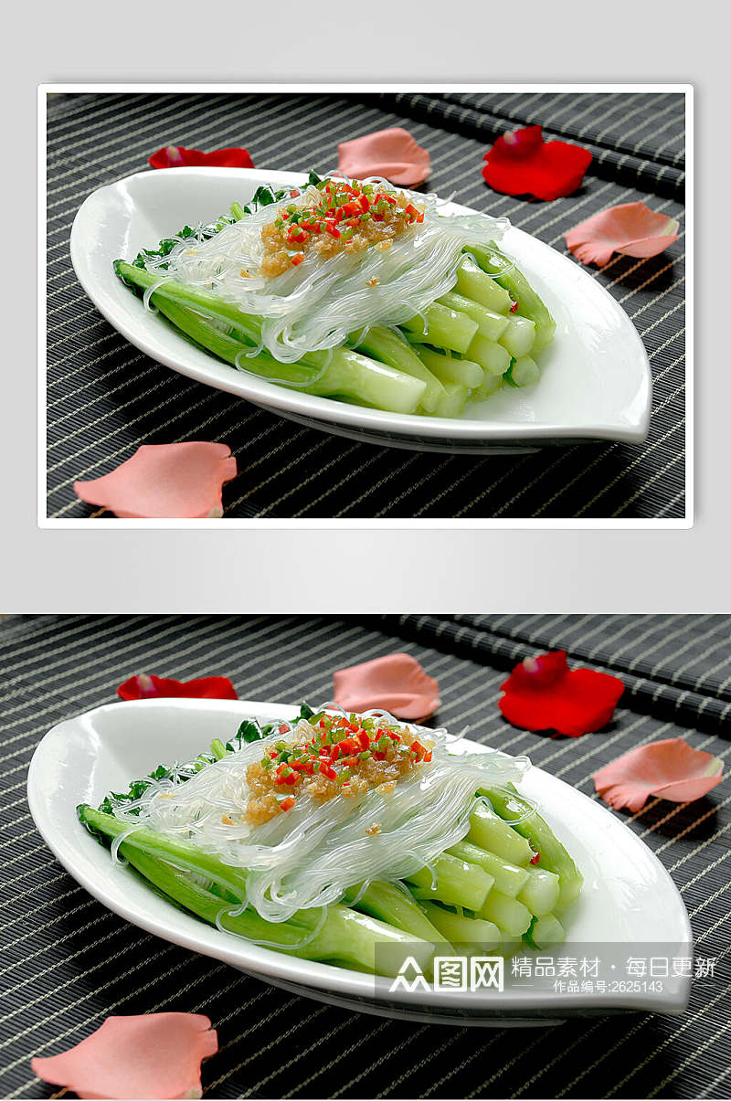 蒜茸粉丝芥兰餐饮食品图片素材