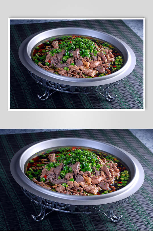 川青椒烩鸡杂食品摄影图片