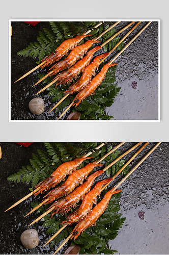 海鲜烧烤基围虾餐饮高清图片