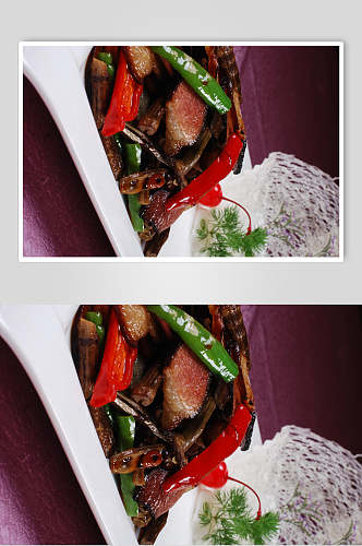 牛尾笋炒腊肉食物高清图片